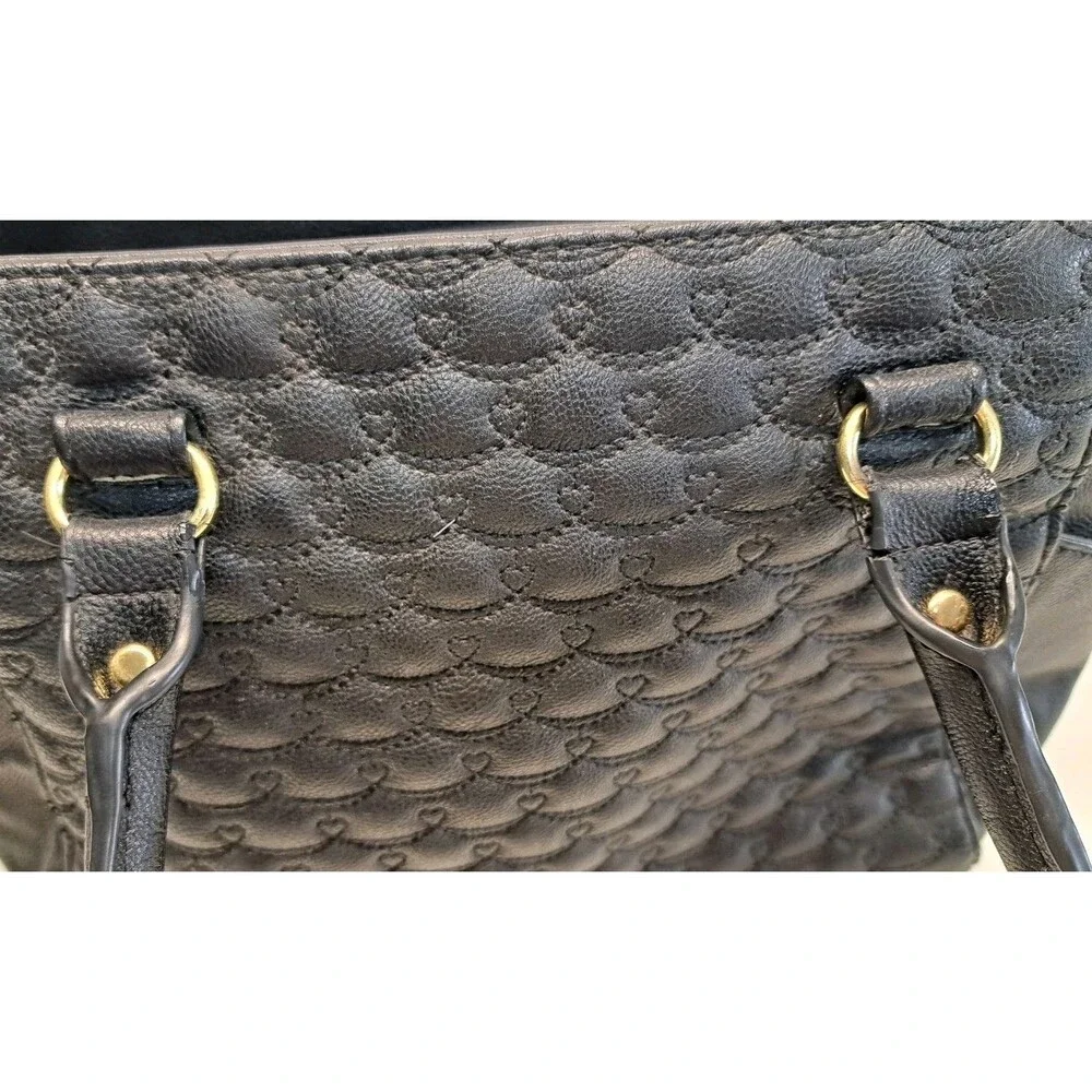 Betsey Johnson Quilted Satchel Black Bag - Picture 7 of 15